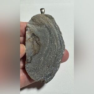 Mt St Helen Druzy Pendant, Natural Druzy Geode #2
